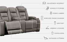 Load image into Gallery viewer, The Man-Den PWR REC Loveseat/CON/ADJ HDRST
