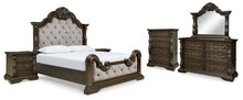 Load image into Gallery viewer, Maylee King Upholstered Bed with Mirrored Dresser, Chest and 2 Nightstands
