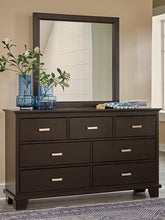 Load image into Gallery viewer, Covetown Full Panel Bed with Mirrored Dresser and 2 Nightstands
