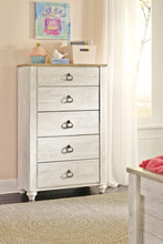 Load image into Gallery viewer, Willowton Twin Panel Headboard with Mirrored Dresser, Chest and 2 Nightstands
