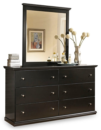 Maribel Queen Panel Bed with Mirrored Dresser and 2 Nightstands