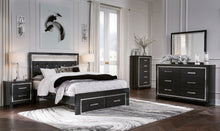 Load image into Gallery viewer, Kaydell Queen Upholstered Panel Storage Bed with Mirrored Dresser, Chest and 2 Nightstands
